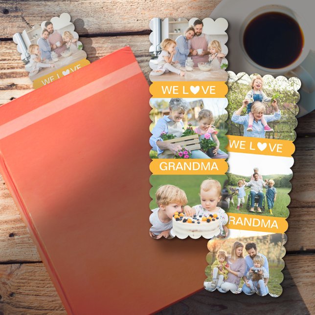 Lovely Yellow We Love Grandma Heart 6 Photos Bookmarks (Creator Uploaded)