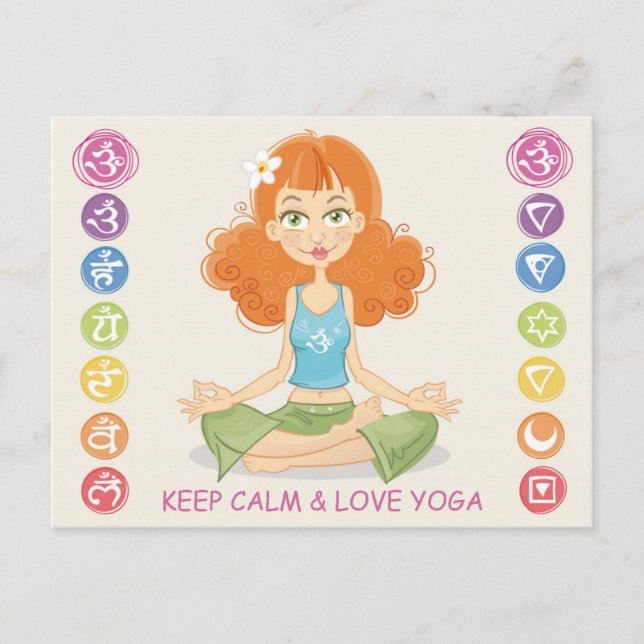 Lovely Yoga Girl Illustration Postcard (Front)