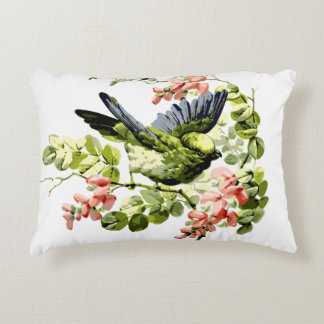 Lovely Young Parrot in Flowering Tree Accent Pillow