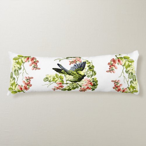 Lovely Young Parrot in Flowering Tree Body Pillow