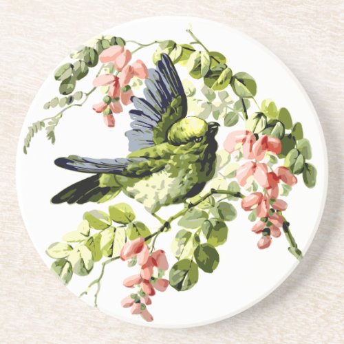 Lovely Young Parrot in Flowering Tree Coaster