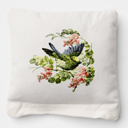 Lovely Young Parrot in Flowering Tree Cornhole Bags