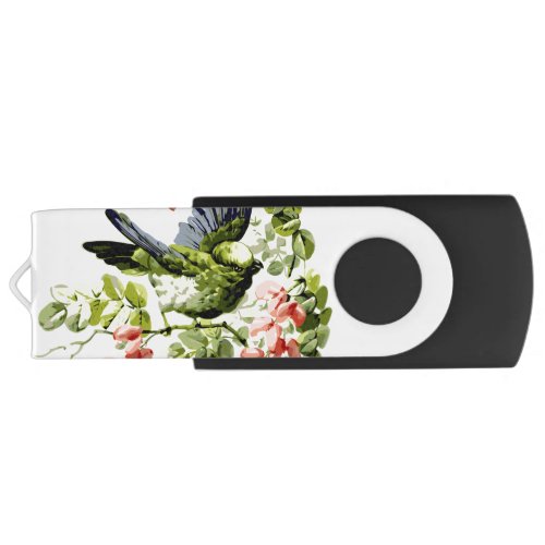 Lovely Young Parrot in Flowering Tree Flash Drive