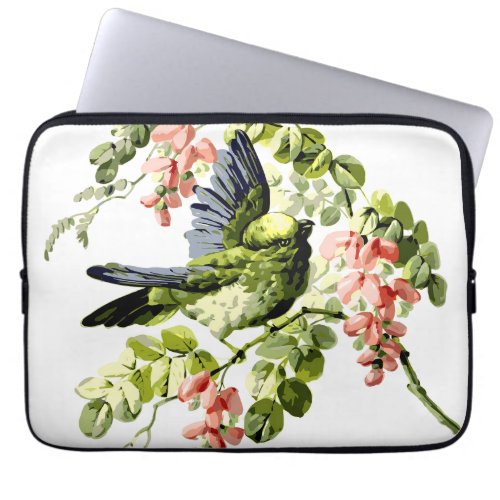 Lovely Young Parrot in Flowering Tree Laptop Sleeve