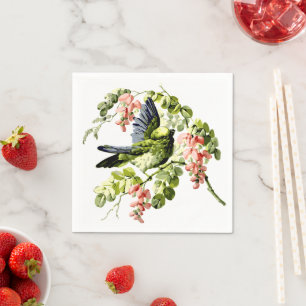 Lovely Young Parrot in Flowering Tree Napkins