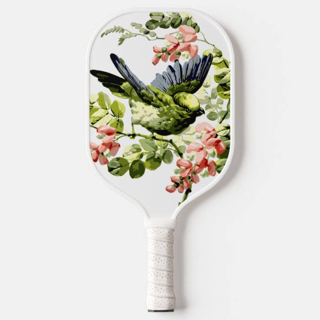 Lovely Young Parrot in Flowering Tree Pickleball Paddle (Front)
