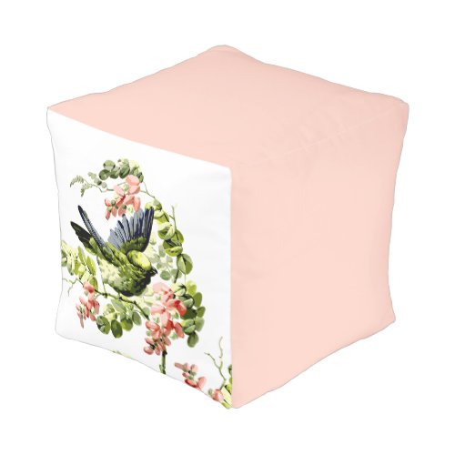 Lovely Young Parrot in Flowering Tree Pouf