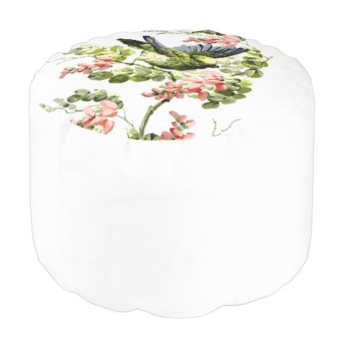 Lovely Young Parrot in Flowering Tree Pouf
