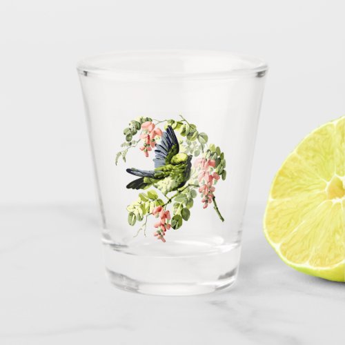 Lovely Young Parrot in Flowering Tree Shot Glass