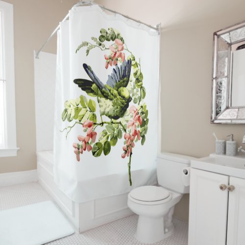 Lovely Young Parrot in Flowering Tree Shower Curtain