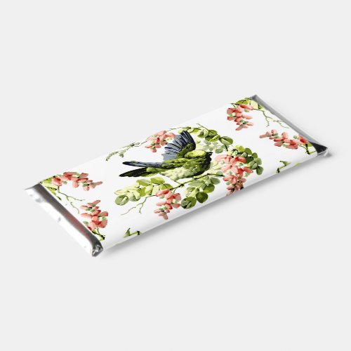 Lovely Young Parrot in Flowering Tree w Text Hershey Bar Favors