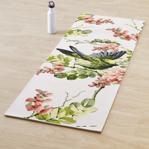 Lovely Young Parrot in Flowering Tree Yoga Mat