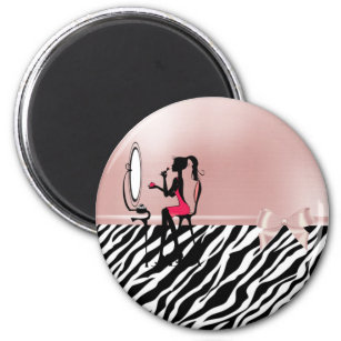 Lovely Zebra Print,Ribbon Bow,Women Silhouette Magnet