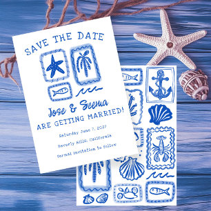 LoveNote from the Sea Beach Hand-Drawn Cute Custom Save The Date