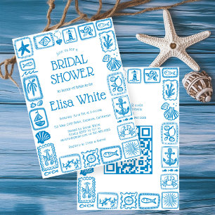 LoveNotes from Sea Bridal Shower Modern CUSTOM QR Invitation