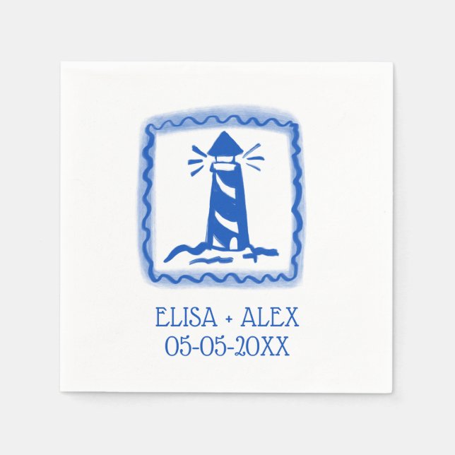 LoveNotes from Sea Lighthouse CUSTOM WEDDING Napkins (Front)