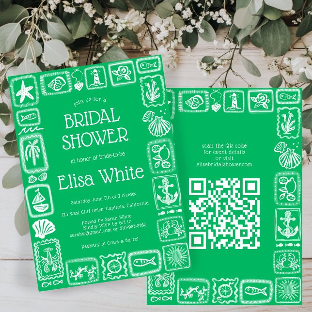 LoveNotes from Sea Modern CUSTOM QR  Bridal Shower Invitation (LoveNotes from Sea Modern CUSTOM QR Bridal Shower Invitation
)