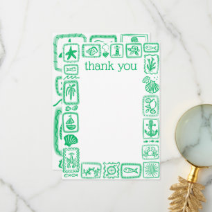 LoveNotes from the Sea Modern Cute Bridal Shower Thank You Card