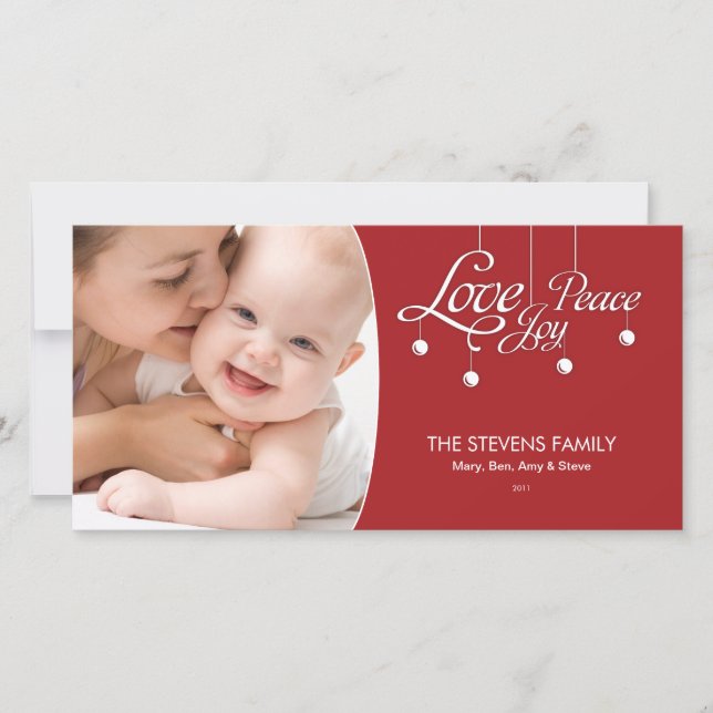 LovePeaceJoy Hanging Ornament Premium Photo Card (Front)