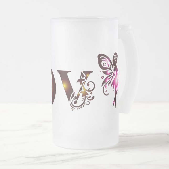 Lover2 Beer Glass Frosted Glass Beer Mug (Front Right)