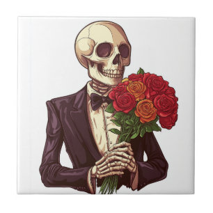 Lover Bones � Funny Romantic Skeleton Ceramic Tile