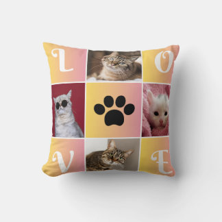 Lover cat collage design throw pillow cover