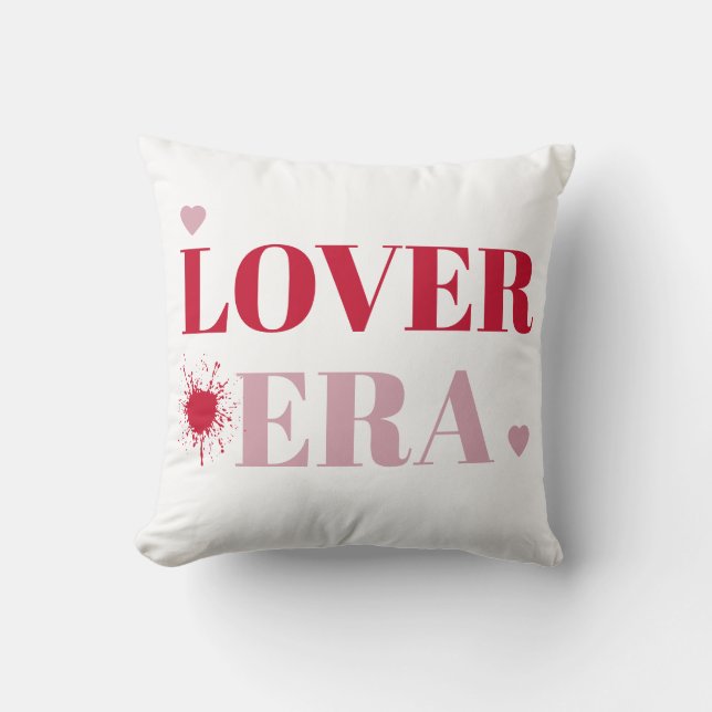 Lover Era Valentine's Day | Pink & Red Hearts  Throw Pillow (Front)