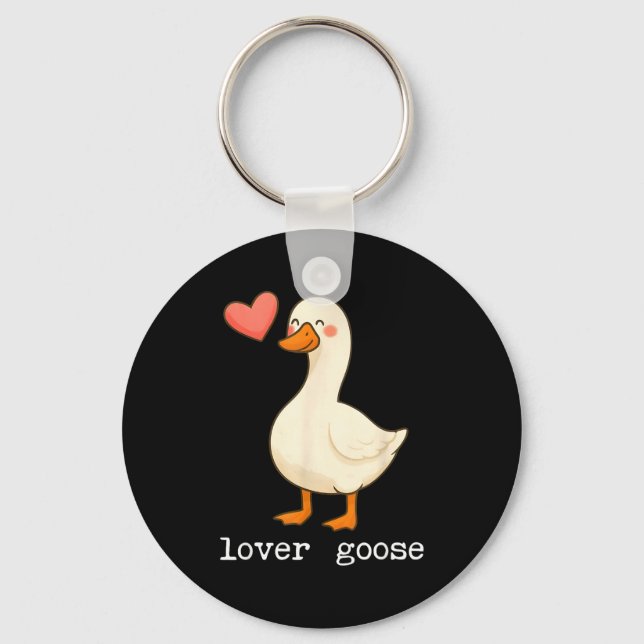 Lover Goose And Fighter Goose, Funny Couple Goose  Keychain (Front)