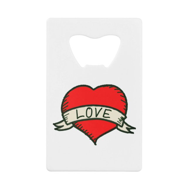 Lover Heart Shape Drawing Credit Card Bottle Opener (Front)