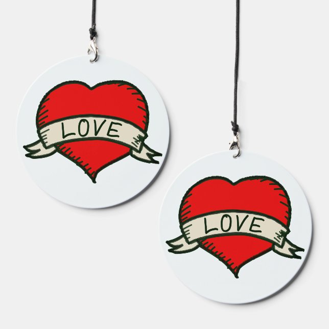 Lover Heart Shape Drawing Wind Chime (Front & Back)