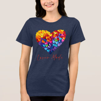 Lover Mode Typography Colorful Petals Heart Tri-Blend Shirt