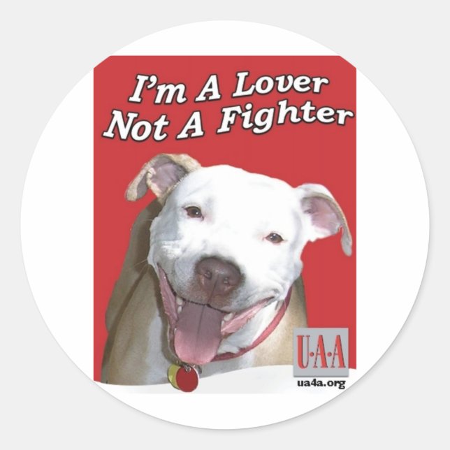 LOVER NOT A FIGHTER CLASSIC ROUND STICKER (Front)