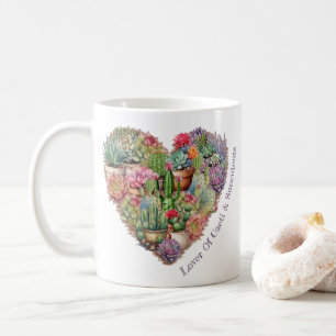 Lover Of Cacti And Succulents In A Heart Shape Coffee Mug