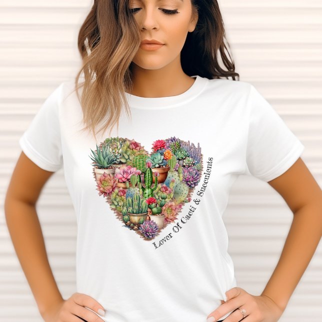 Lover Of Cacti And Succulents In A Heart Shape T-Shirt (Creator Uploaded)