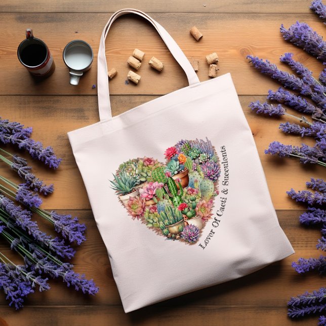 Lover Of Cacti And Succulents In A Heart Shape Tote Bag (Creator Uploaded)