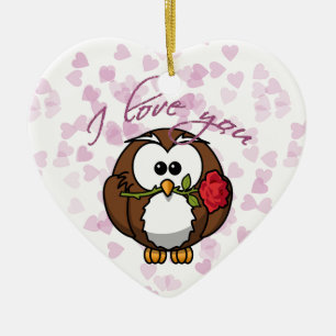lover owl ceramic ornament