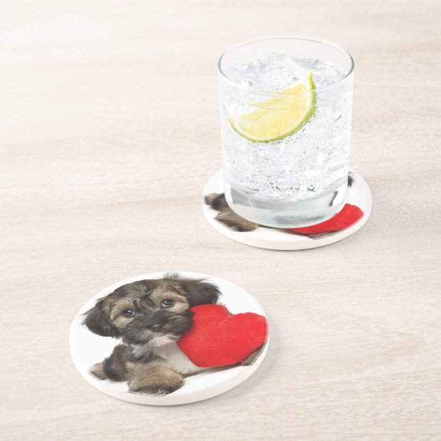 Lover Valentine Havanese Puppy Dog Drink Coaster (Side)