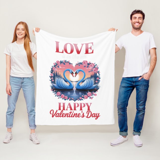 Lover Valentine's Day - Romantic Heart Throw Blank Fleece Blanket (In Situ)