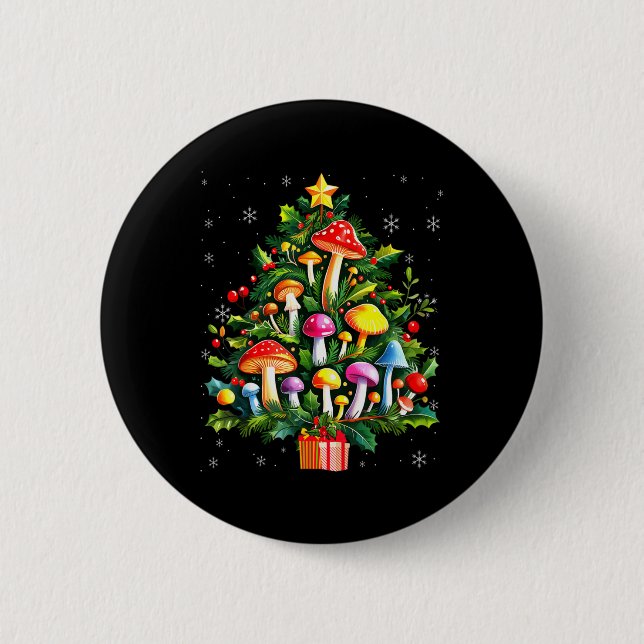 Lover Xmas Mushroom Christmas Tree T Shirt  Button (Front)