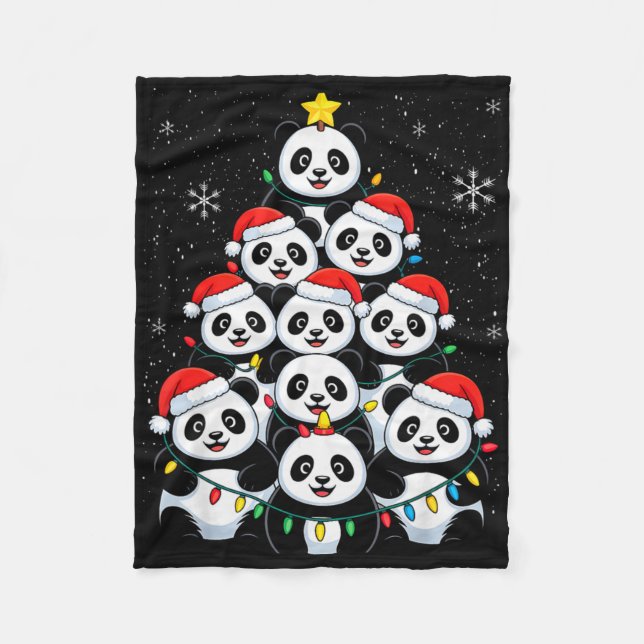 Lover Xmas Panda Christmas Tree T Shirt  Fleece Blanket (Front)