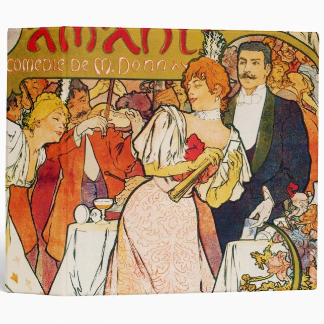 Lovers, Alphonse Mucha 3 Ring Binder (Front/Spine)