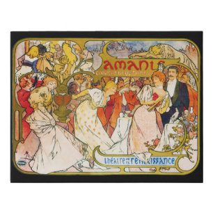 Lovers, Alphonse Mucha Faux Canvas Print