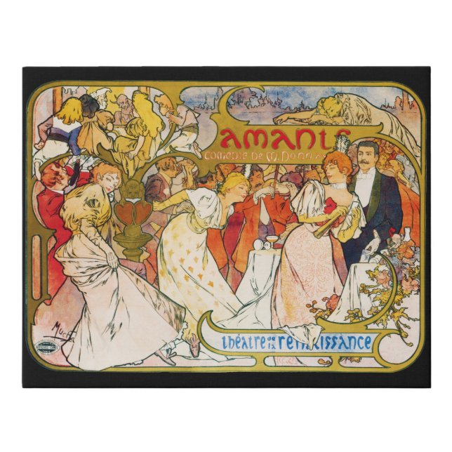 Lovers, Alphonse Mucha Faux Canvas Print (Front)
