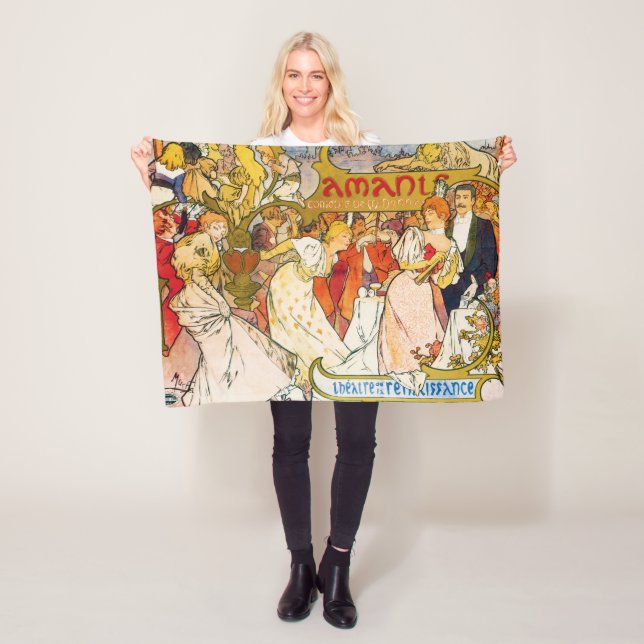 Lovers, Alphonse Mucha Fleece Blanket (In Situ)