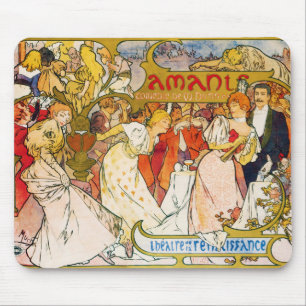 Lovers, Alphonse Mucha Mouse Pad