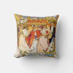 Lovers, Alphonse Mucha Throw Pillow