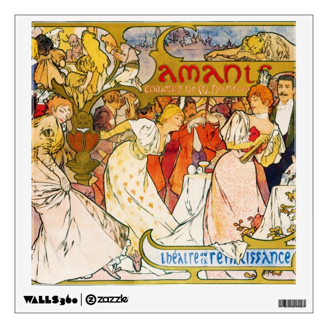 Lovers, Alphonse Mucha Wall Decal (Front)