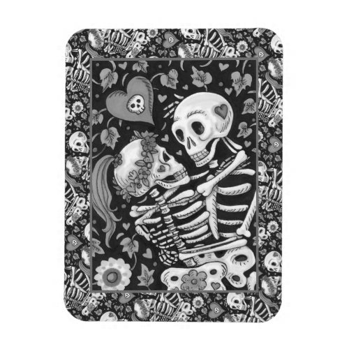 LOVERS AMONG THE IVY SWEETHEART SKELETONS EMBRACE MAGNET