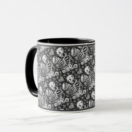 LOVERS AMONG THE IVY SWEETHEART SKELETONS EMBRACE MUG