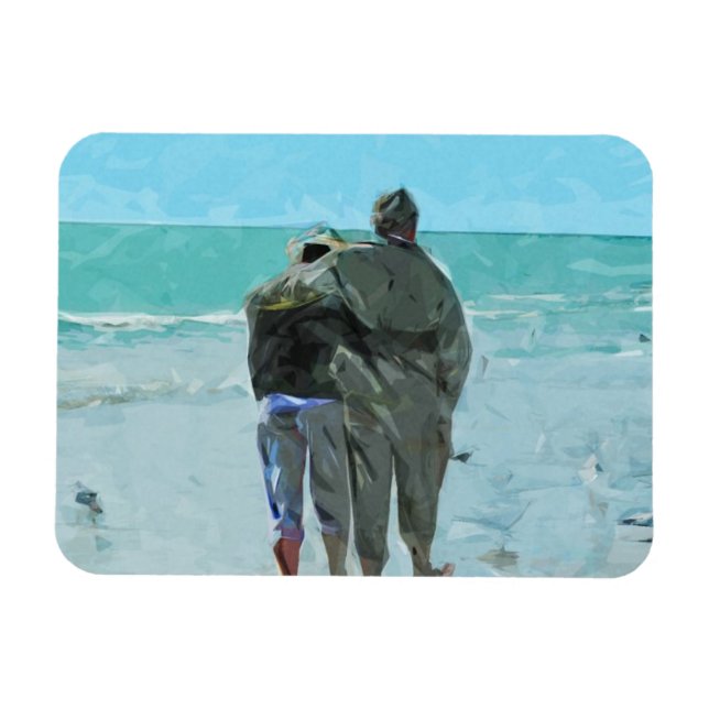 Lovers Anniversary Walk on the Beach Abstract Magnet (Horizontal)